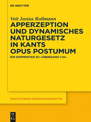 cover image of Apperzeption und dynamisches Naturgesetz in Kants Opus postumum